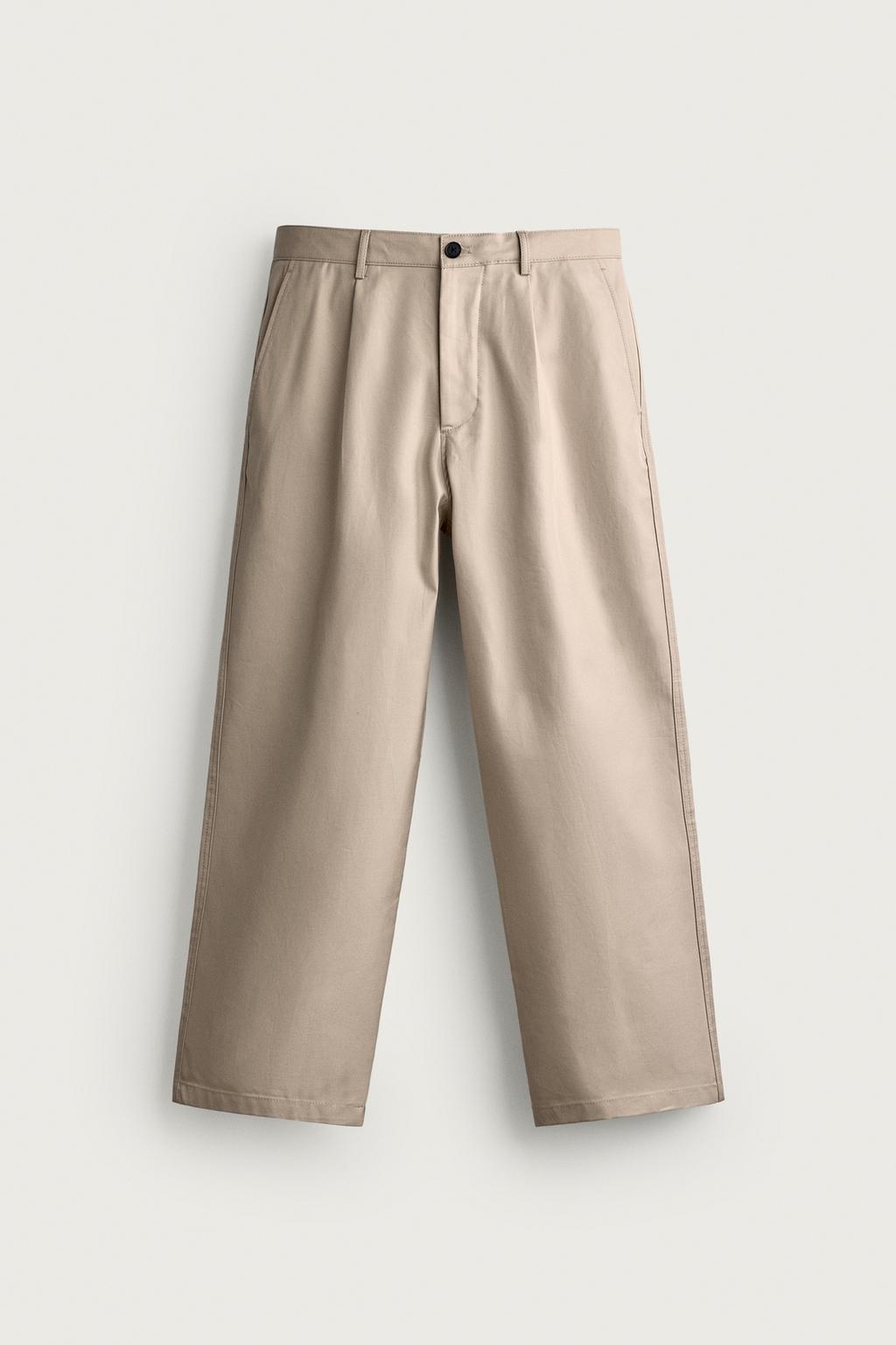 PLEATED STRAIGHT-LEG TROUSERS