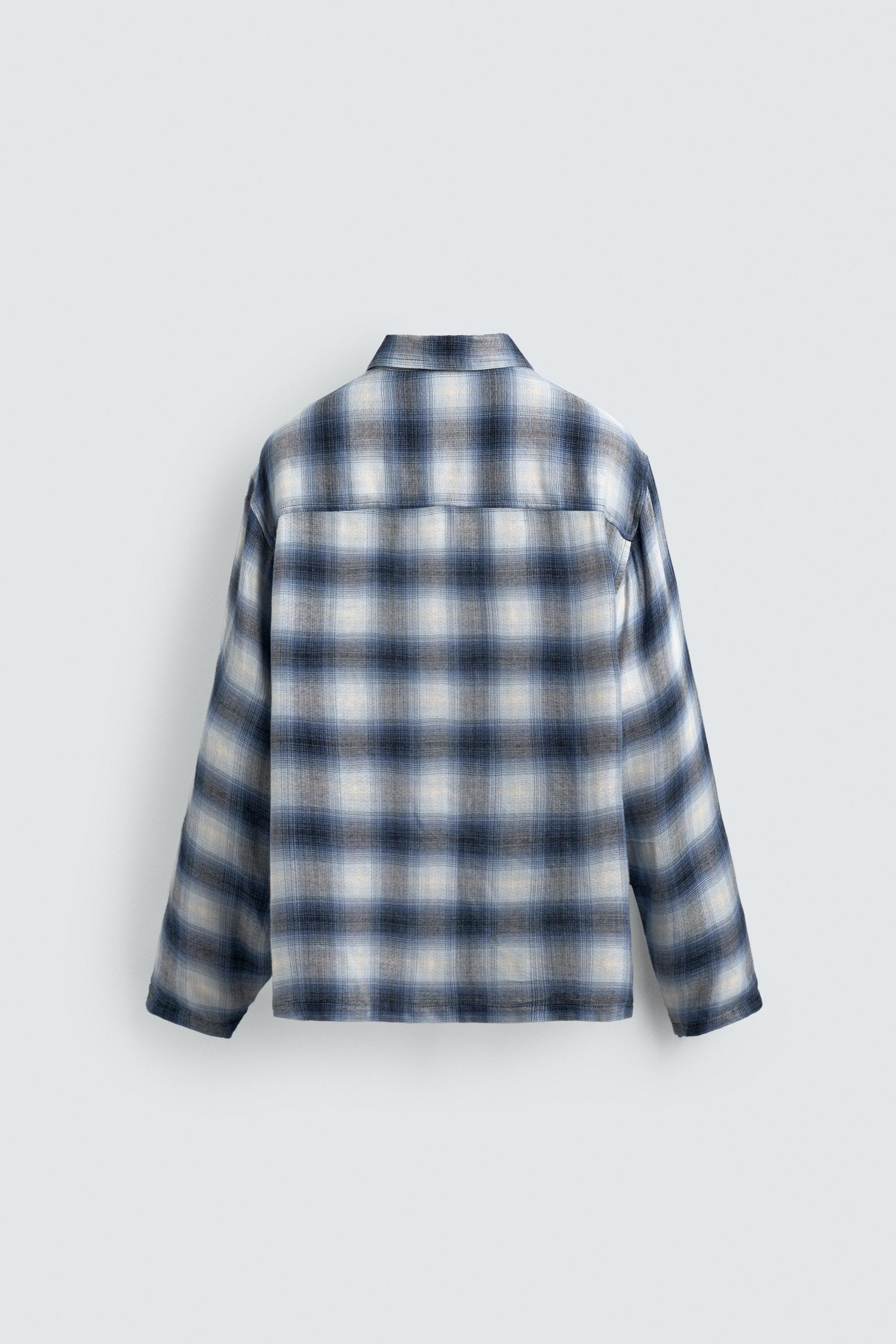 フルイドチェック柄シャツ - グレー/ブルー | ZARA Japan / 日本