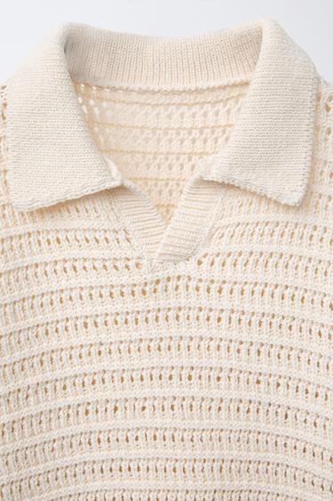 PULL EN MAILLE AJOURÉE - Écru de Zara - Image 2
