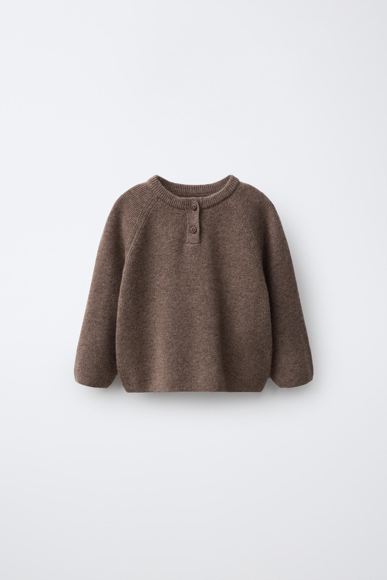 WOOL AND CASHMERE KNIT SWEATER — Brown