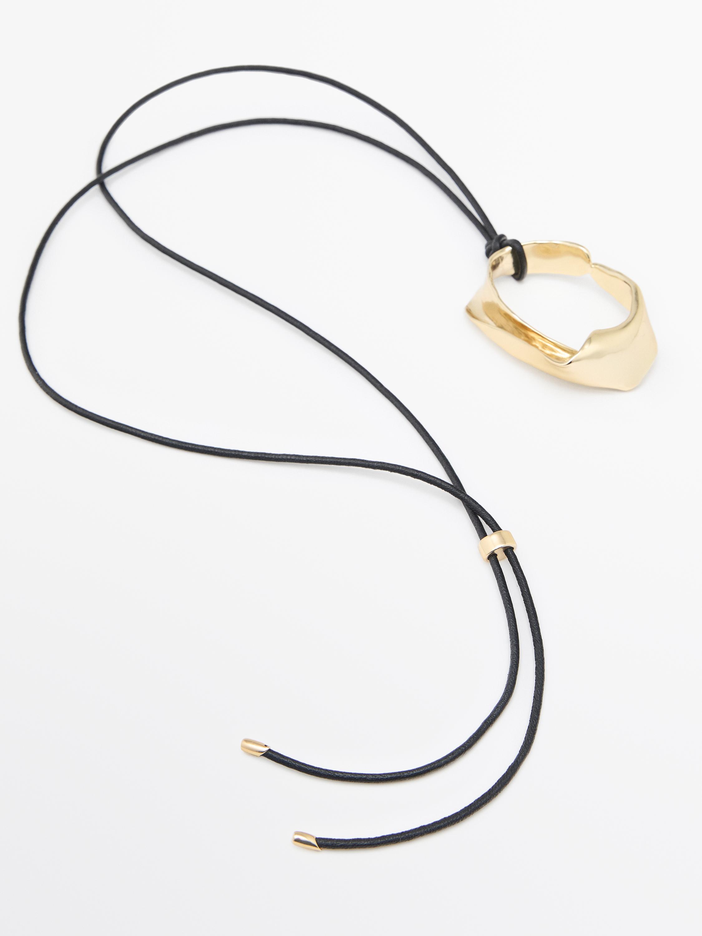 Leather cord necklace with irregular pendant