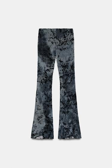 FLOCKED TULLE FLARE TROUSERS - Dark navy by Zara - Image 6