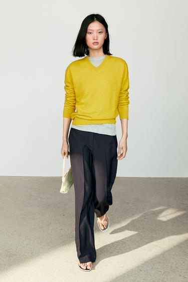 Zara 100% cashmere knit sweater - Lime green - Image 0