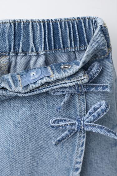 JUPE-SHORT EN JEAN AVEC NŒUDS - Bleu moyen de Zara - Image 3