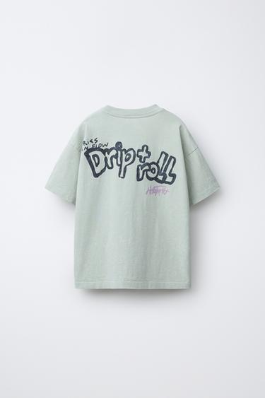 T-SHIRT EFFET DÉLAVÉ PIÈCES - Vert d'eau de Zara - Image 1