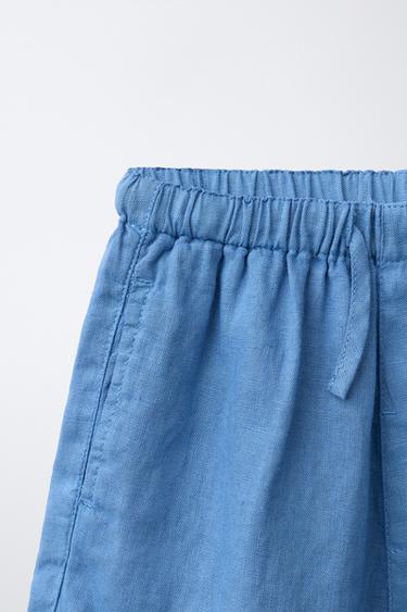 100% LINEN BERMUDA SHORTS - Ecru / Blue by Zara - Image 2