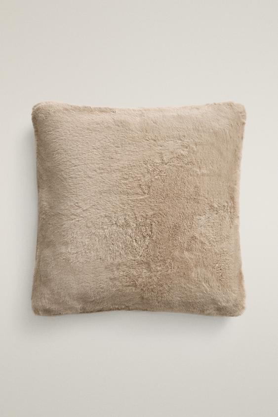 SHORT FAUX FUR CUSHION COVER - Light beige by Zara - Image 0
