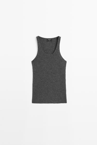 Zara 100% cashmere ribbed knit top - Anthracite grey - Image 0