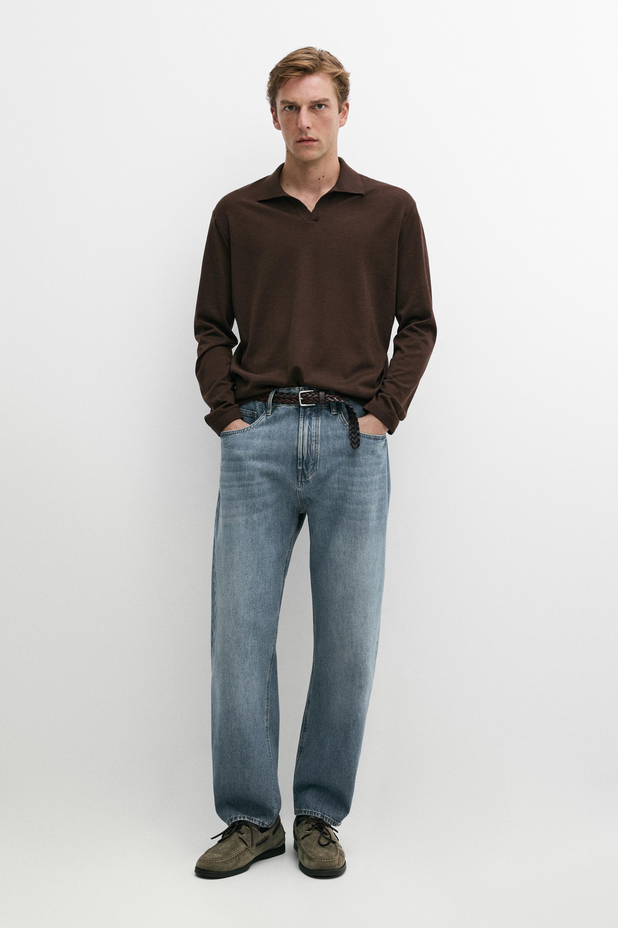 100% merino wool knit polo sweater — Brown / Taupe
