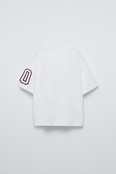 SATIN VARSITY T-SHIRT - White by Zara - Image 1