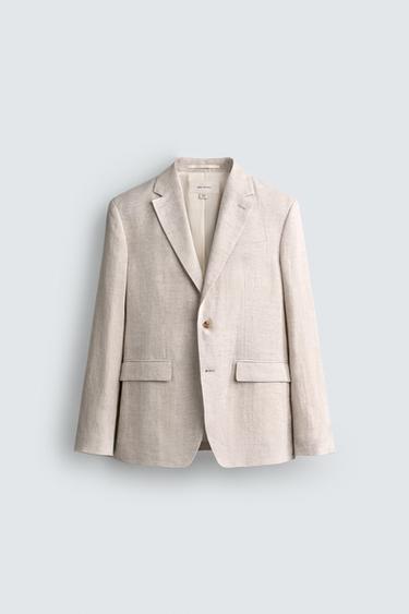 100% LINEN SUIT BLAZER - Sand by Zara