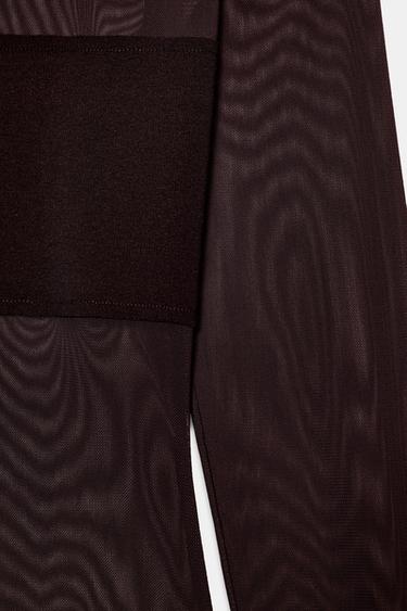 BODY EN TULLE COMBINÉ - Marron foncé de Zara - Image 6