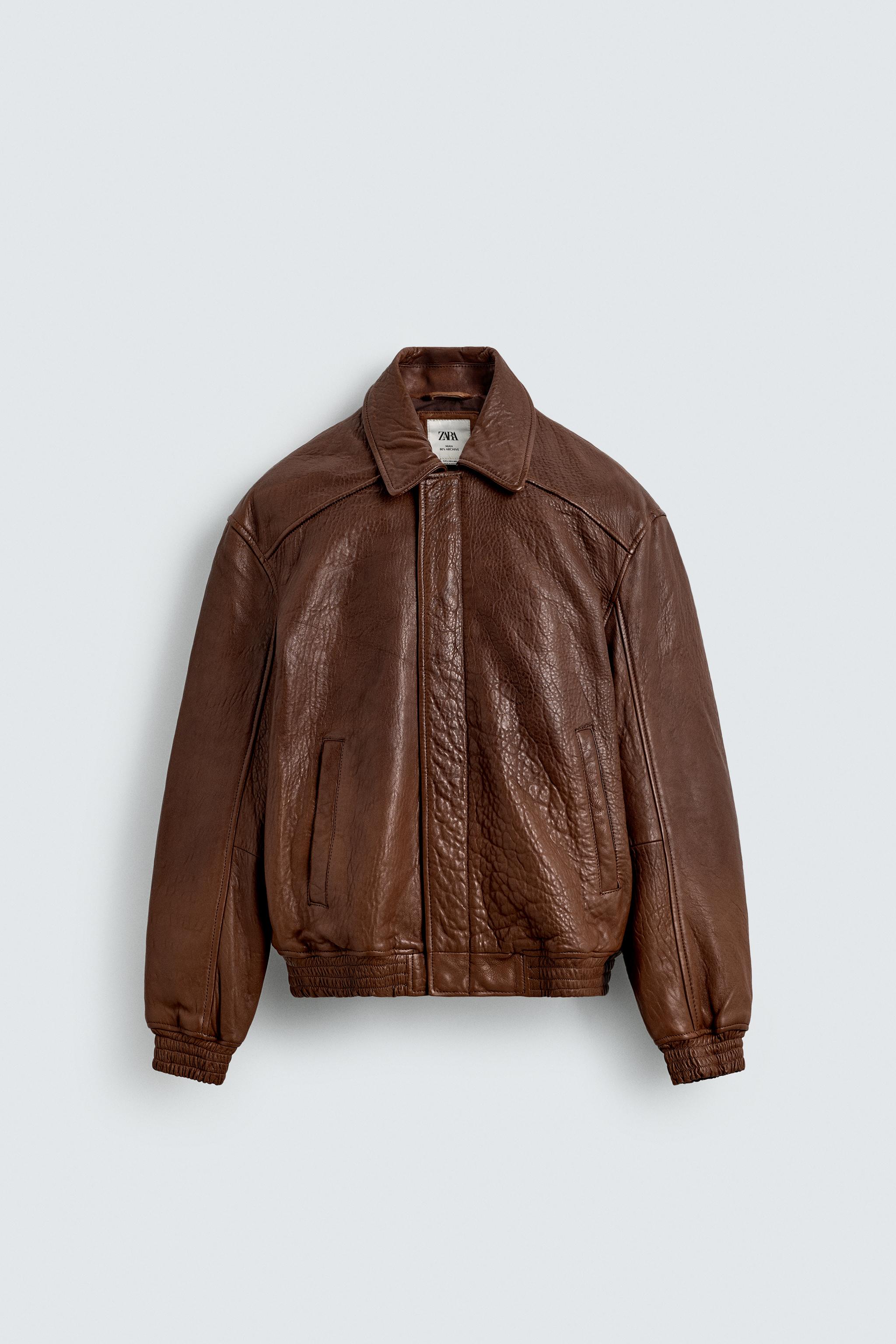 VINTAGE EFFECT LEATHER JACKET LIMITED EDITION - Brandy | ZARA