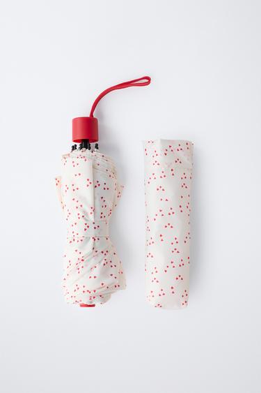 HEART PRINT FOLDING UMBRELLA - Ecru by Zara - Image 3