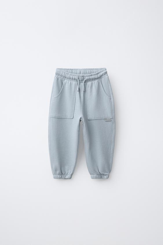 PANTALÓN JOGGER GARMENT DYE ETIQUETA - Azul claro de Zara - Imagen 0