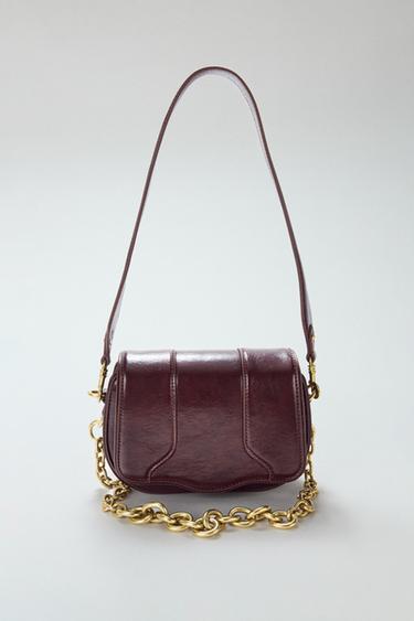 MINIBOLSA COM CORRENTE - Vermelho-bordô da Zara
