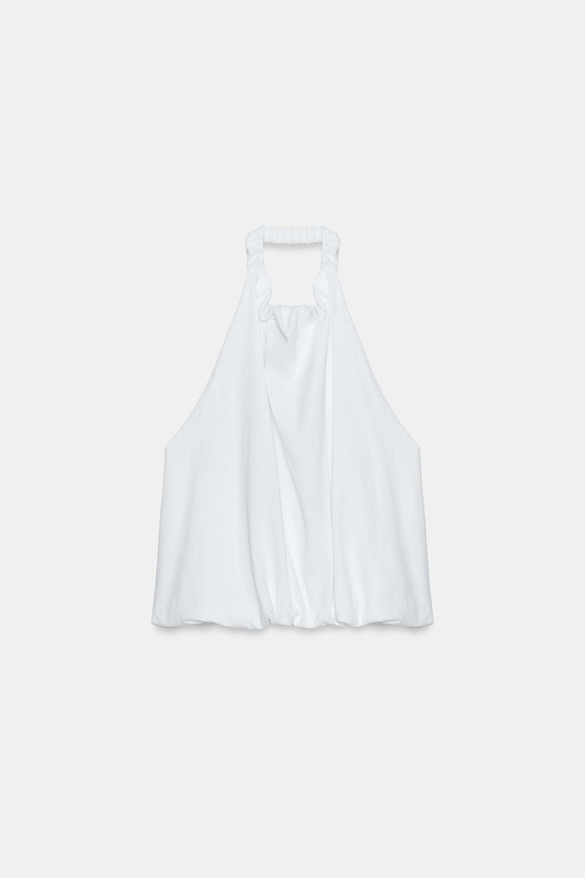 TOP HALTER EN COTON ÉPAIS STYLE BALLON