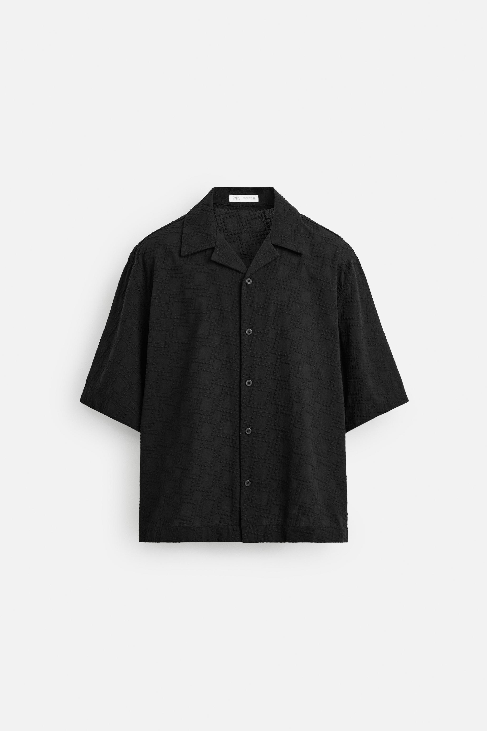 GEOMETRIC EMBROIDERED SHIRT - Black | ZARA United States