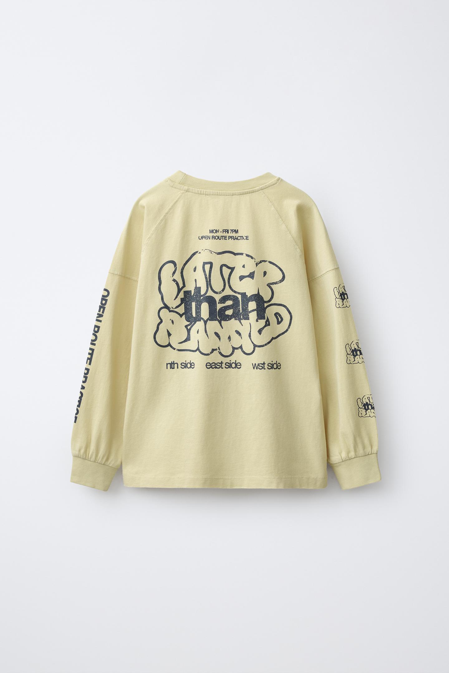 Детская футболка Zara Text Print, цвет: Бежевый — фото 2