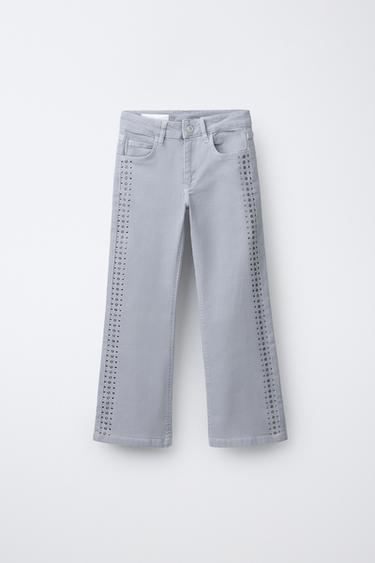 STUDDED BOOT-CUT JEANS - Blue grey by Zara
