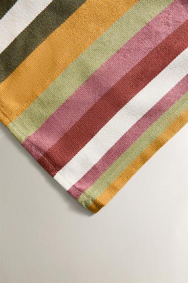 MULTICOLOURED STRIPED COTTON TABLE RUNNER - Green by Zara - Image 2
