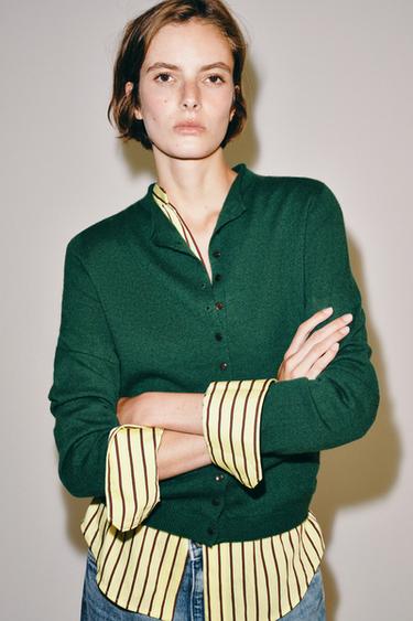 GIACCA 100% CASHMERE CON COLLO ALTO - Verde di Zara