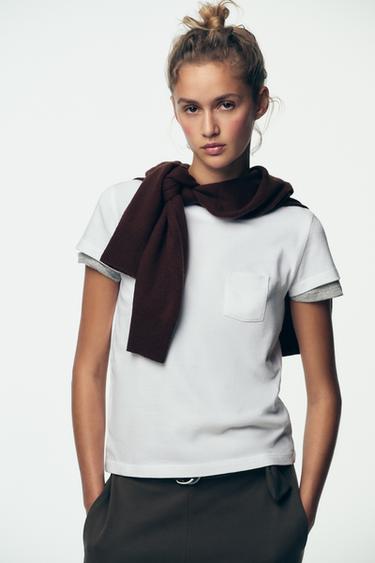WASHED T-SHIRT WITH POCKET - White by Zara