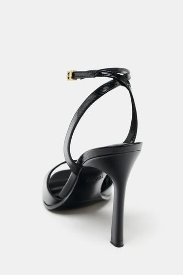 PATENT-FINISH HIGH-HEEL SANDALS - Black by Zara - Image 4