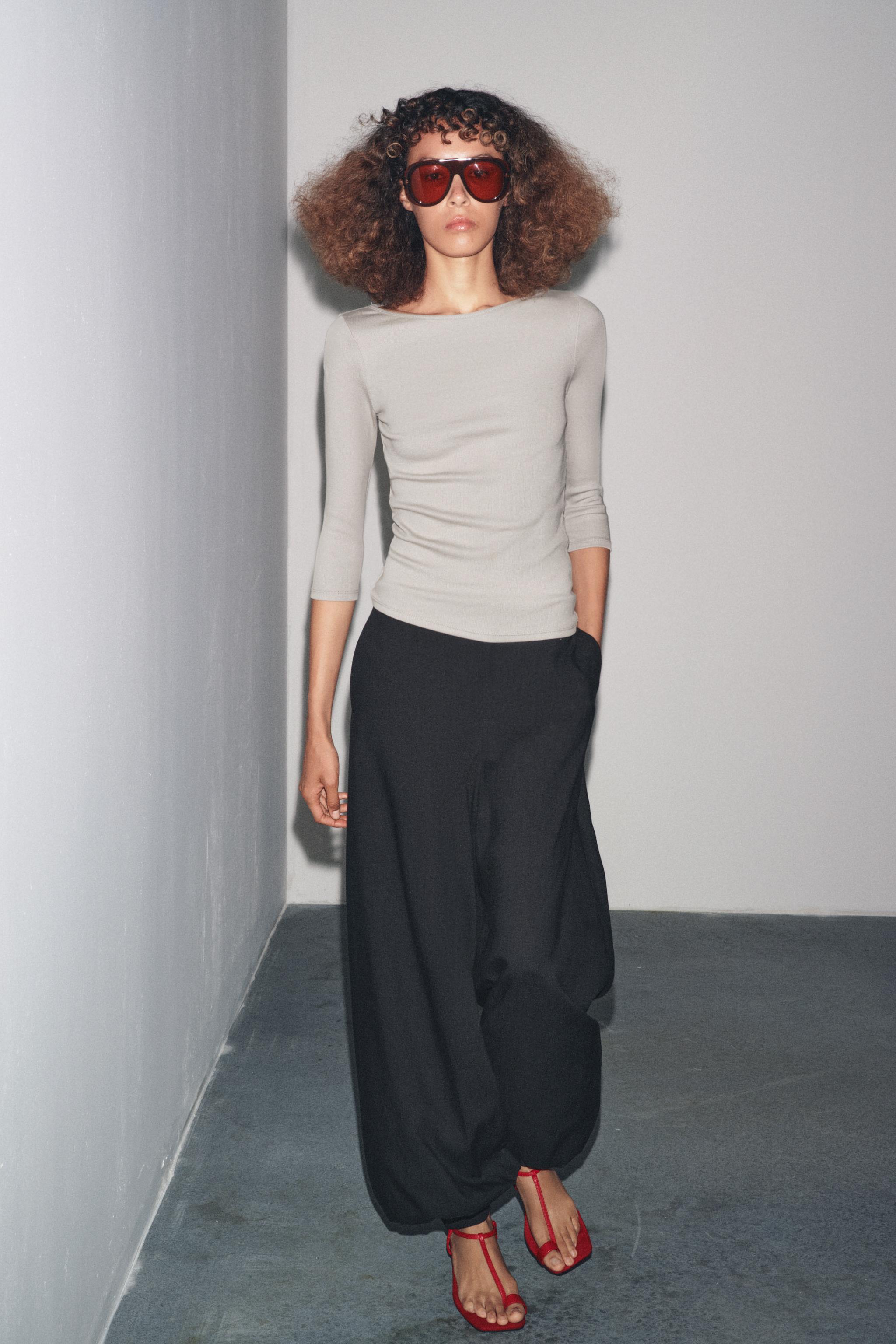 Zara COTTON BOAT NECK T-SHIRT | Place Rosemère