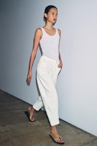 Zara ZARA WOMAN 系列桶型牛仔褲 - 白色 - 圖片 0