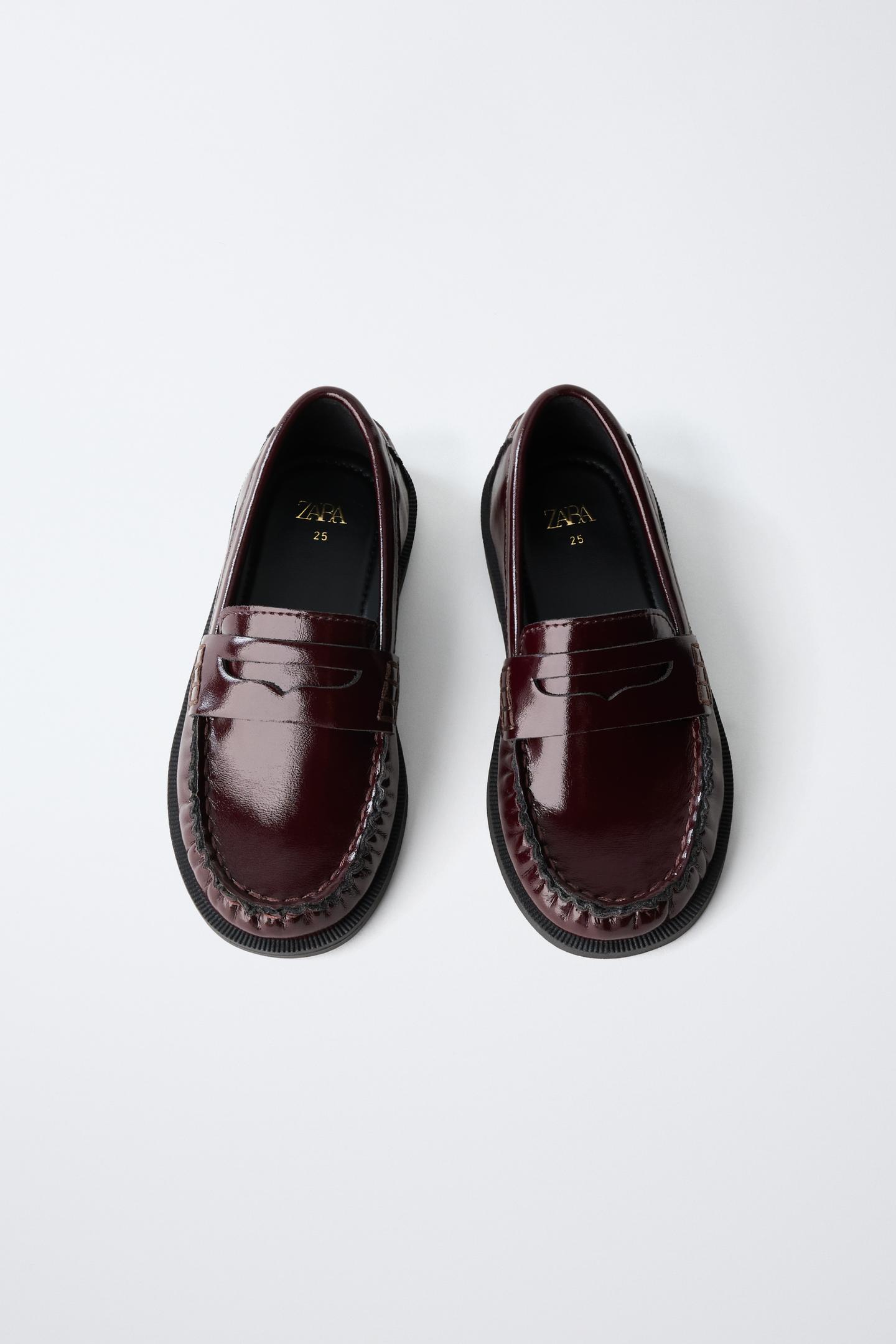 Детские туфли Zara Classic Penny, цвет: Бордовый красный — фото 4