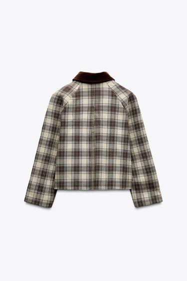 VESTE CAPE À CARREAUX - Marron-Bleu de Zara - Image 3