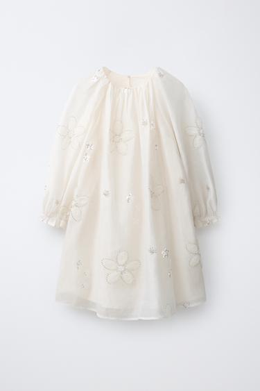 ROMANTIC FLORAL JEWEL DRESS - Ecru by Zara