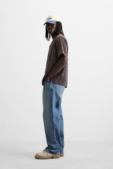 CHEMISE AVEC STRUCTURE À CARREAUX - Marron de Zara - Image 3