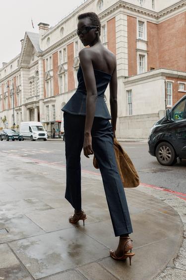 PANTALON SURPIQÛRES CONTRASTE - Indigo de Zara - Image 4