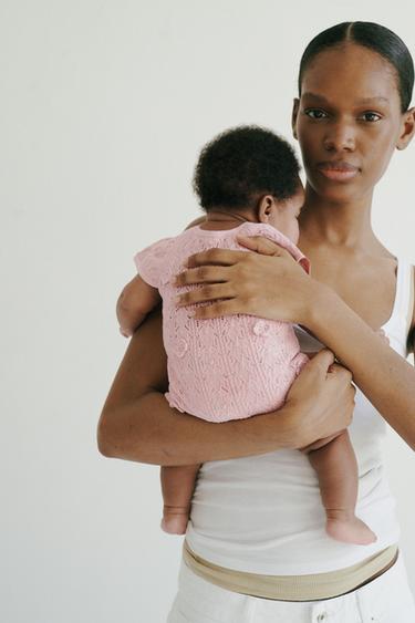 CUTWORK KNIT PLAYSUIT - Light pink by Zara