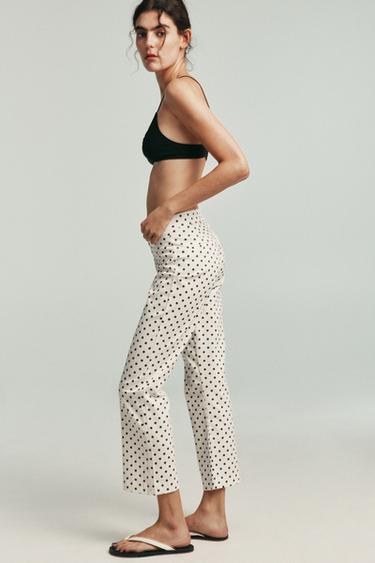 POLKA DOT MINI FLARE TROUSERS - Ecru / Black by Zara