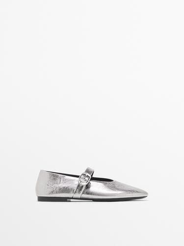 Bailarina metalizada hebilla - Plata de Zara - Imagen 0