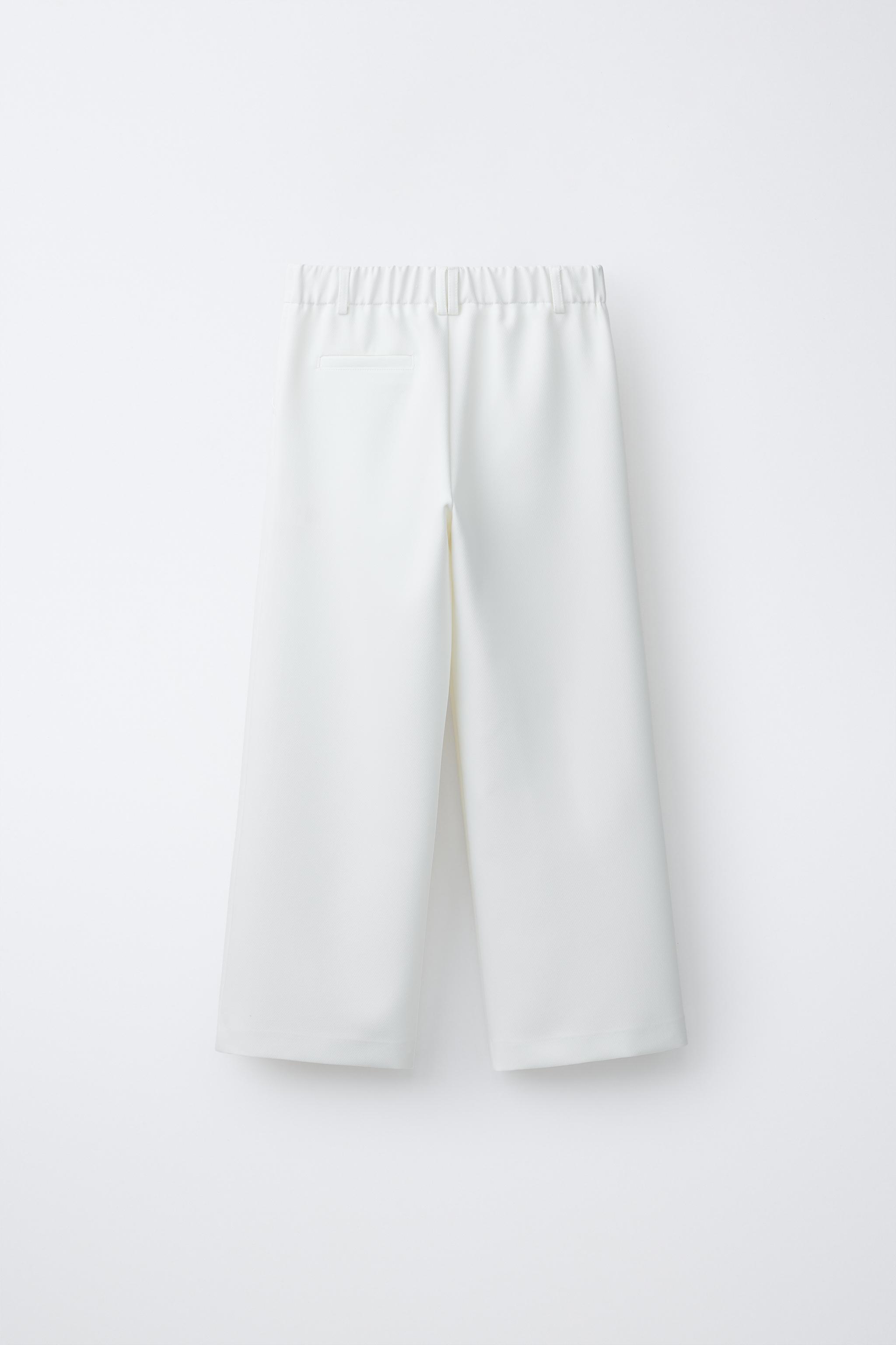 WIDE LEG TAILORED PANTS — Oyster-white (alternate view)