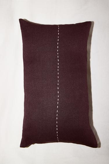Zara THROW PILLOW COVER WITH STITCHING - Dark brown