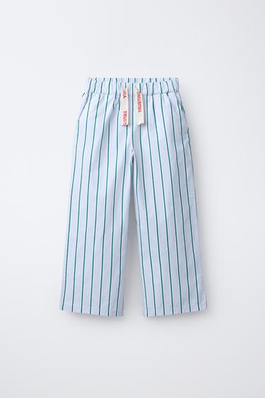 PANTALÓN ESTAMPADO RAYAS - Azul de Zara