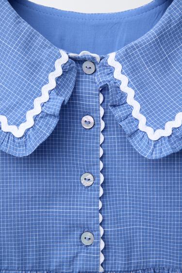 CHECK PRINT PETER PAN COLLAR DRESS - Blue by Zara - Image 2