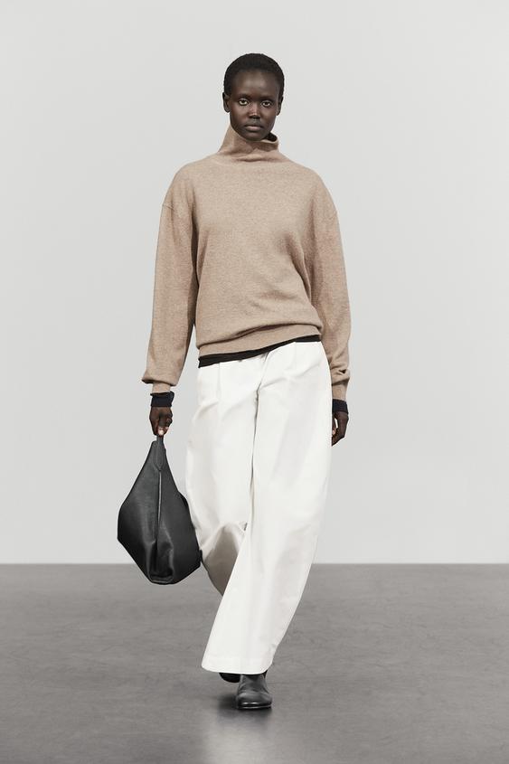 Zara 100% cashmere high neck knit sweater - Beige - Image 0