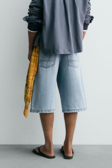 RELAXED FIT DENIM JORTS - Light blue by Zara - Image 2
