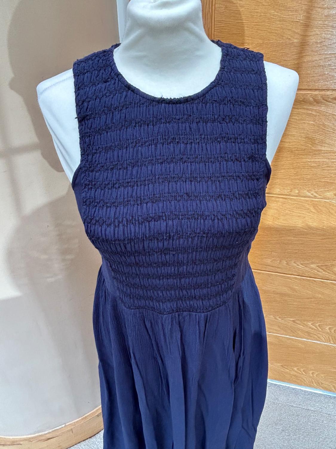 ZARA NAVY BLUE CHIFFON MIDI DRESS - Image 2