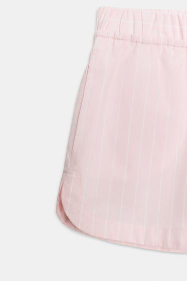 SHORT EN POPELINE À RAYURES - Rose / Blanc de Zara - Image 2