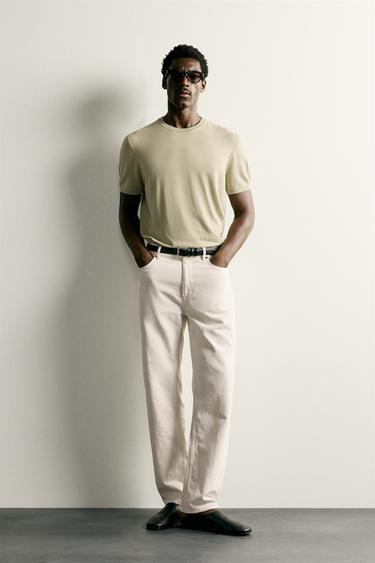 BASIC REGULAR FIT KNIT T-SHIRT - Light green by Zara
