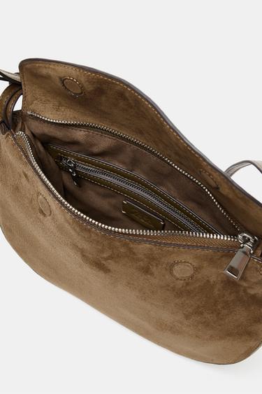 LEATHER FLAP HANDBAG - Green by Zara - Image 6