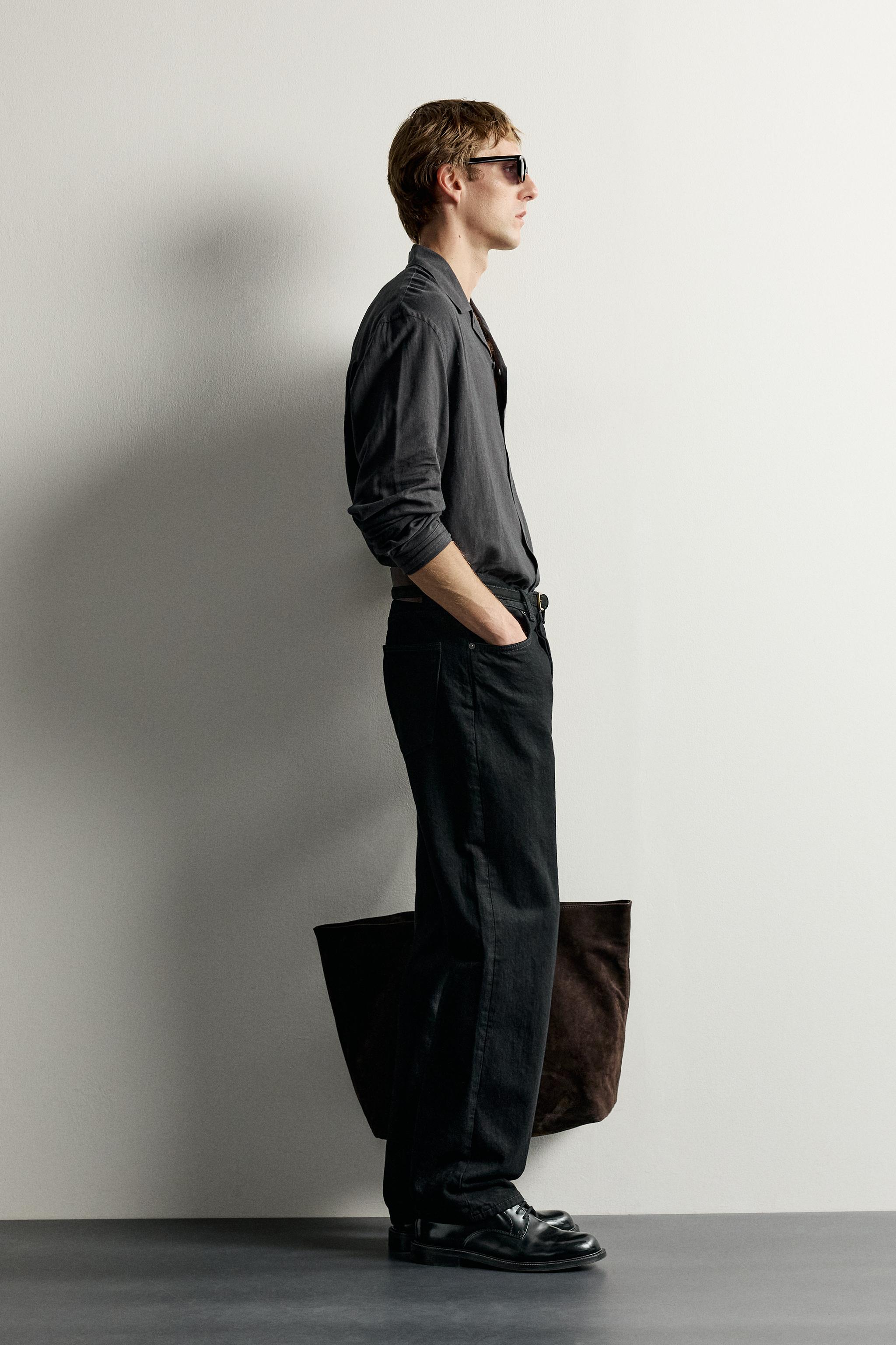 Мужские рубашки Zara VISCOSE-LINEN BLEND SHIRT — фото 4