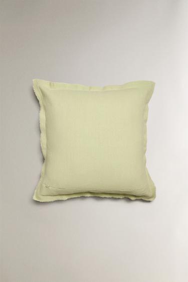 FRINGED CUSHION COVER - Mid-green by Zara - Image 3